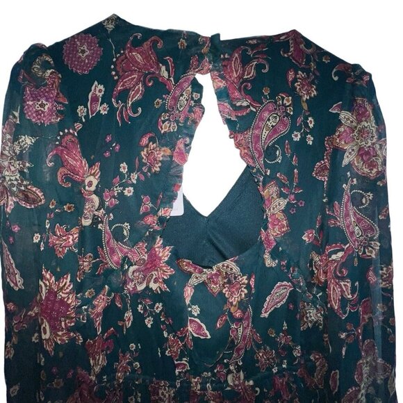 Band Of The Free Run The‎ World Pine Berry Paisley Empire Waist Midi Dress Small - Picture 6 of 12